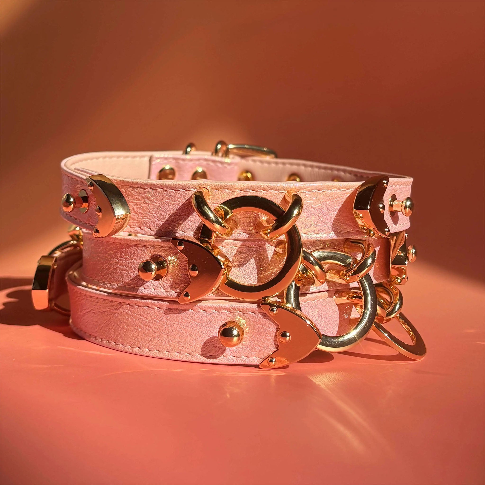 【Pink Aurora】Dog Collar & Leash & Pet ID Tag-Set