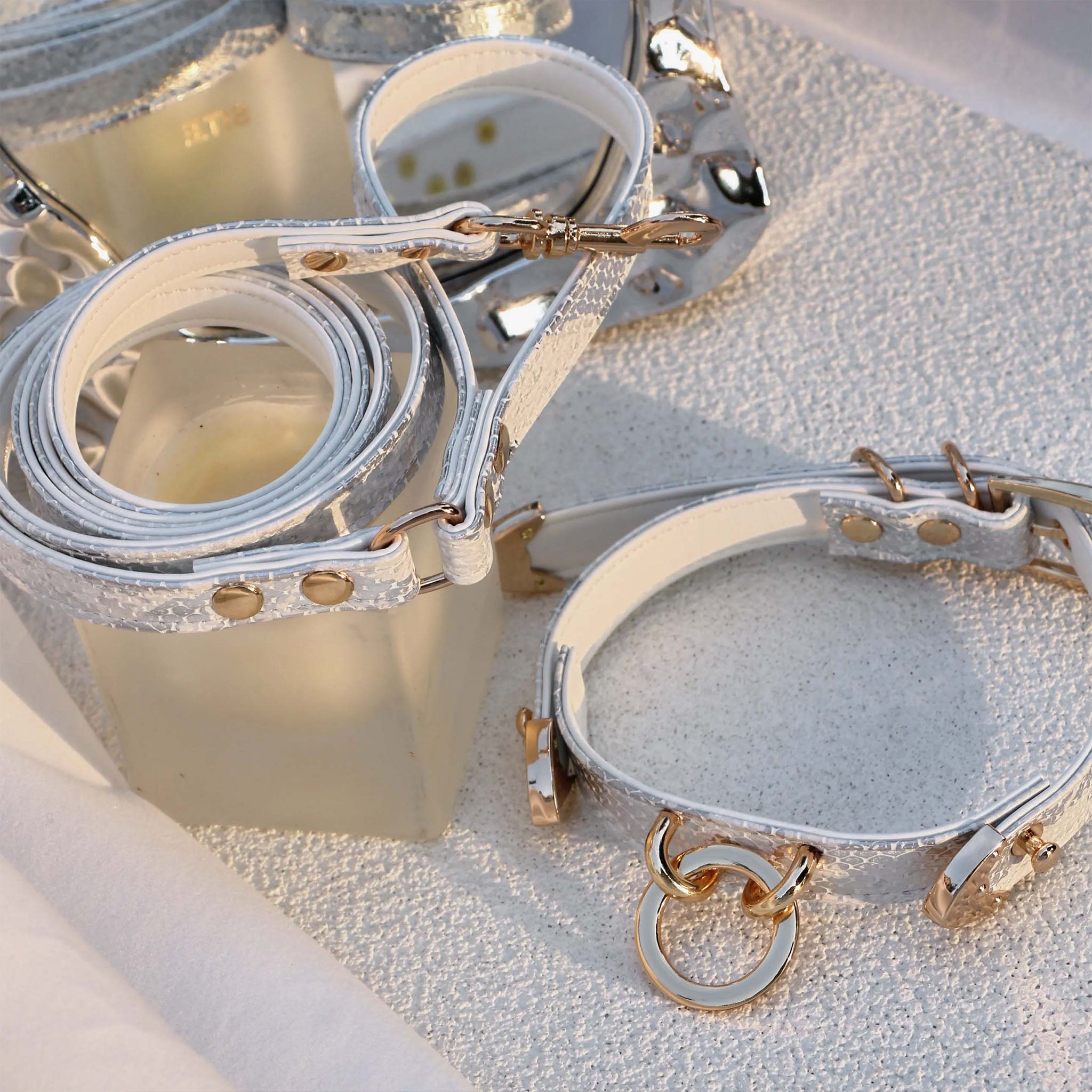 【Silver Frost】Dog Collar & Leash & Pet ID Tag-Set