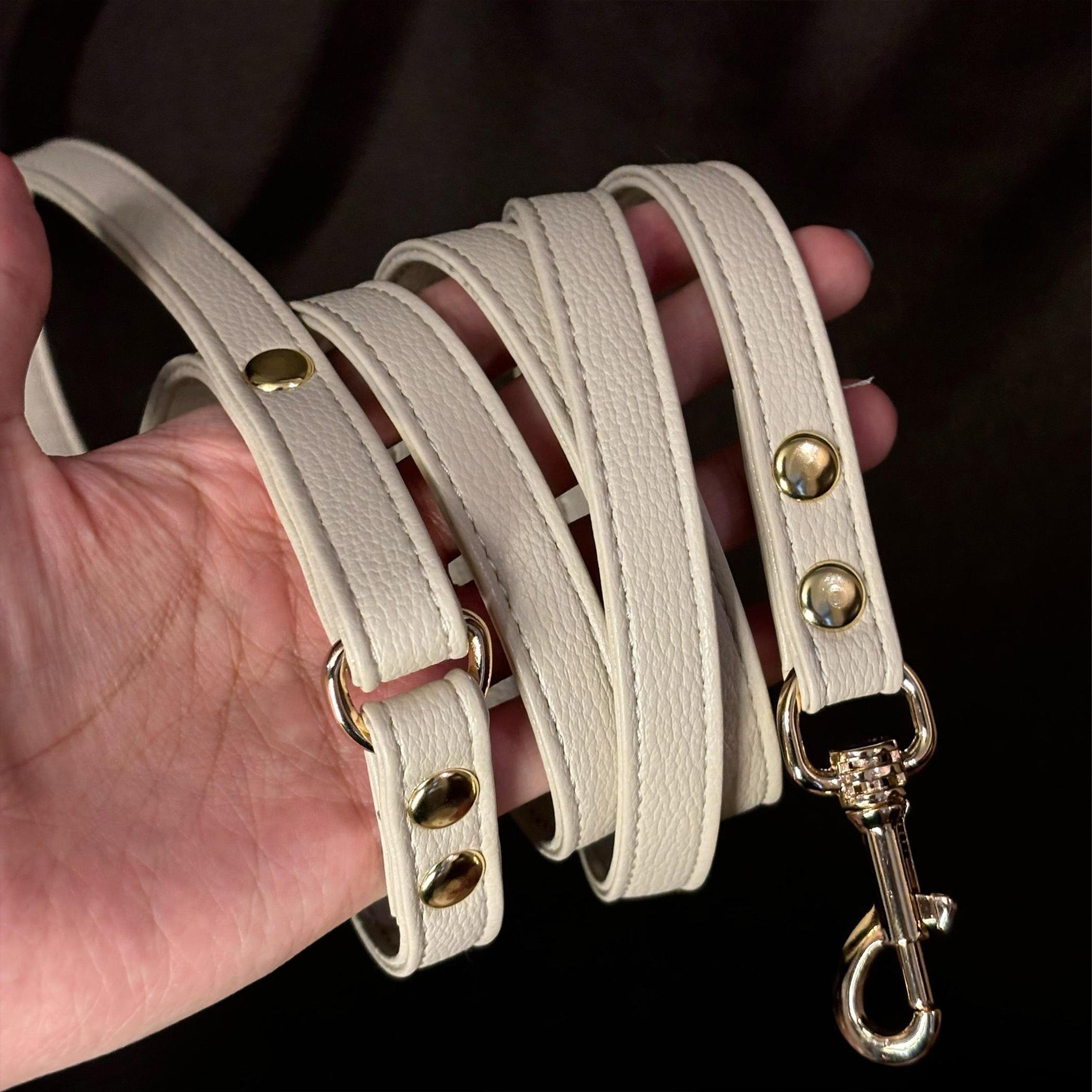 【Cream Dune】Dog Collar & Leash & Pet ID Tag-Set
