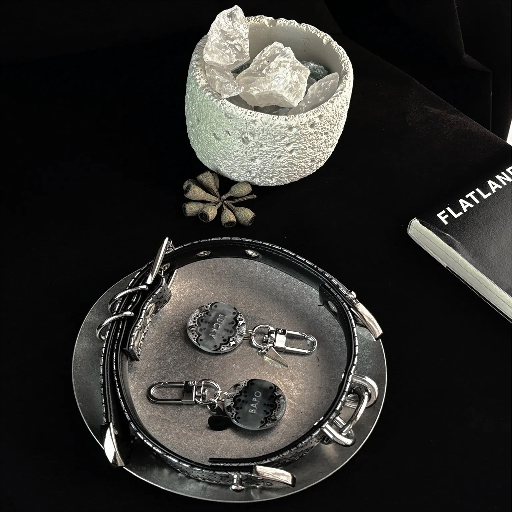 【Black Galaxy】Dog Collar & Leash & Pet ID Tag-Set