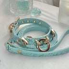 【Blue Lagoon】Dog Collar & Leash & Pet ID Tag-Set