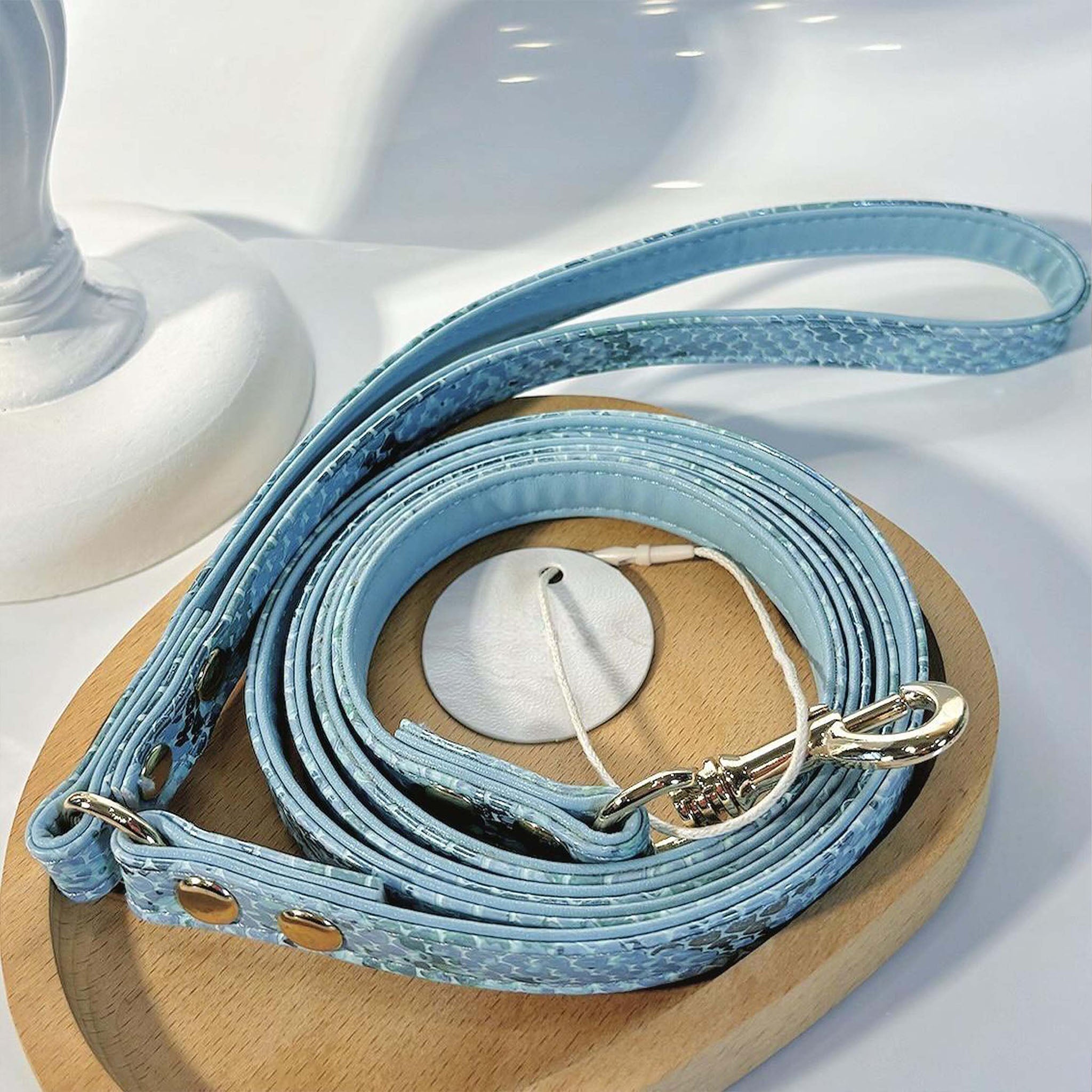 【Blue Lagoon】Dog Collar & Leash & Pet ID Tag-Set