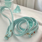 【Blue Lagoon】Dog Collar & Leash & Pet ID Tag-Set
