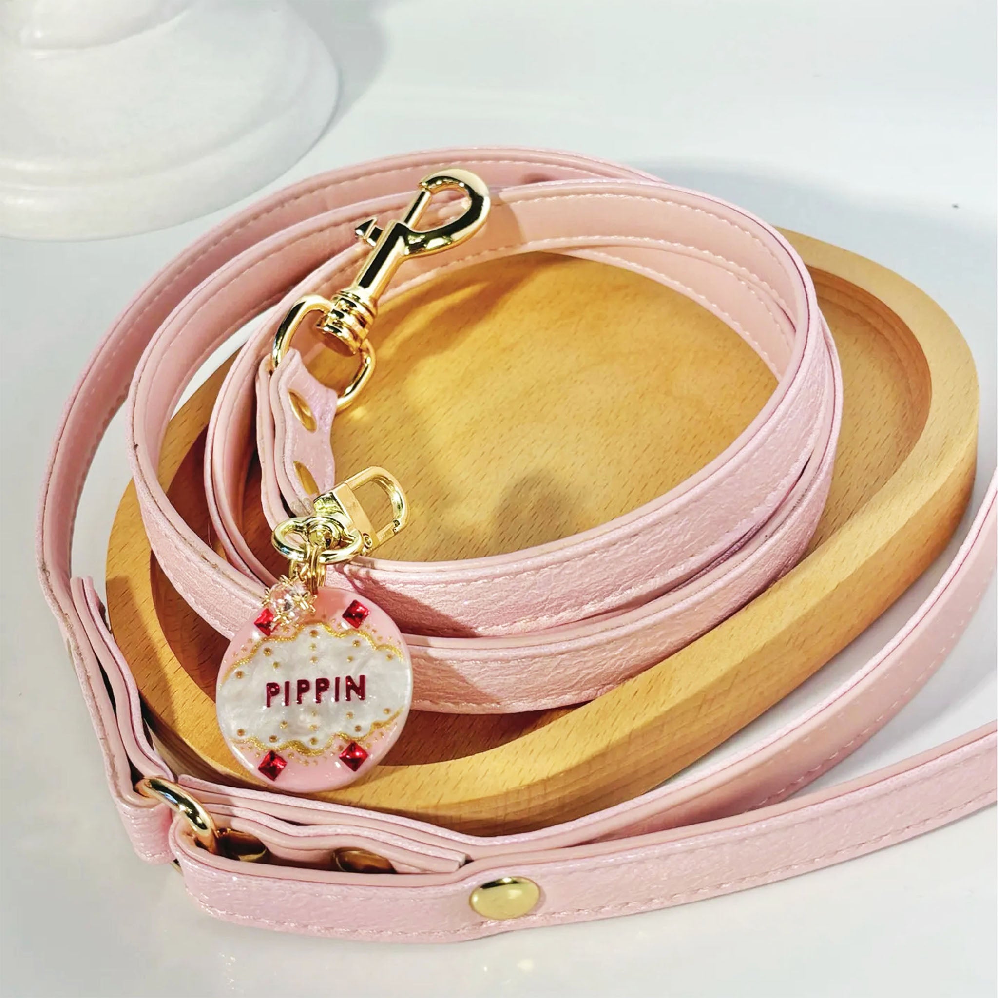 【Pink Aurora】Dog Collar & Leash & Pet ID Tag-Set