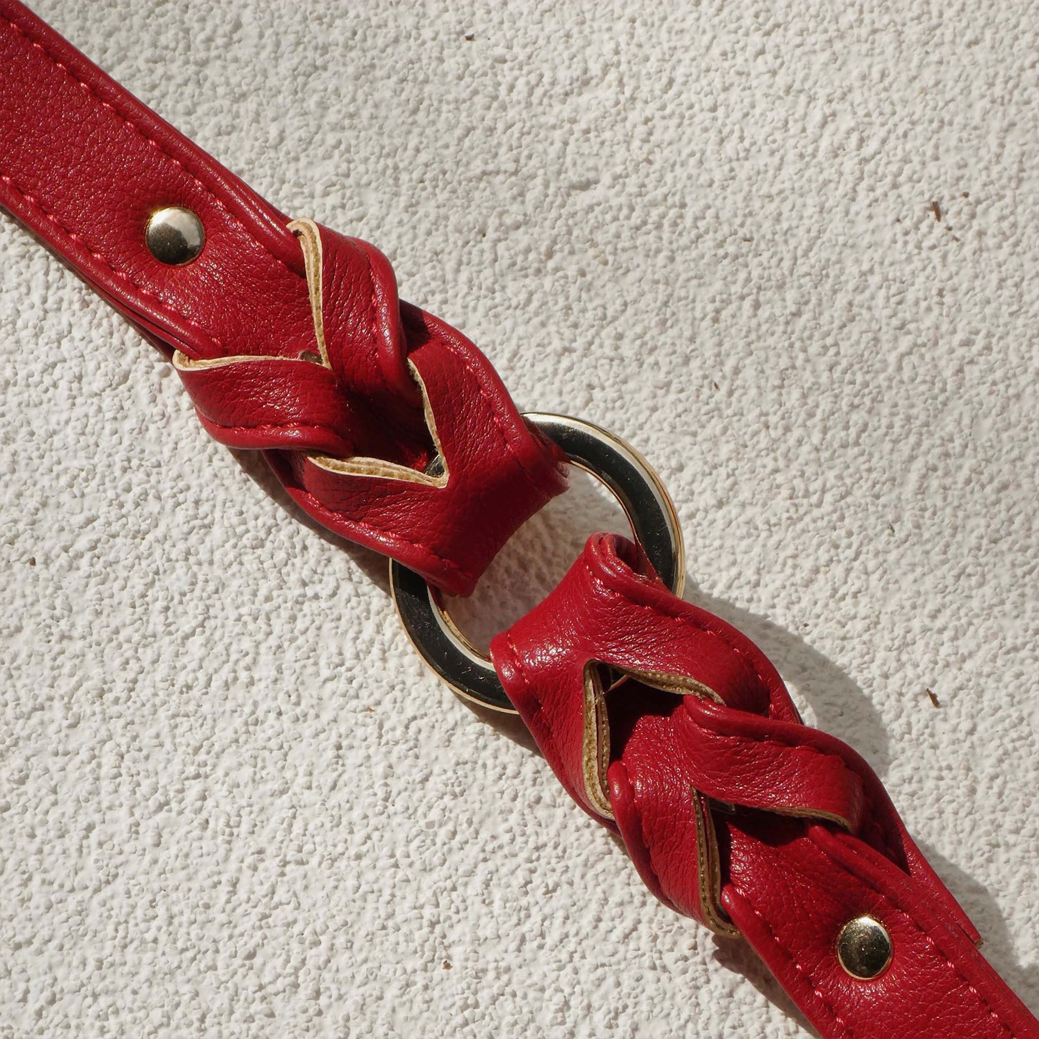【Red Bloom】Dog Collar & Leash & Pet ID Tag-Set