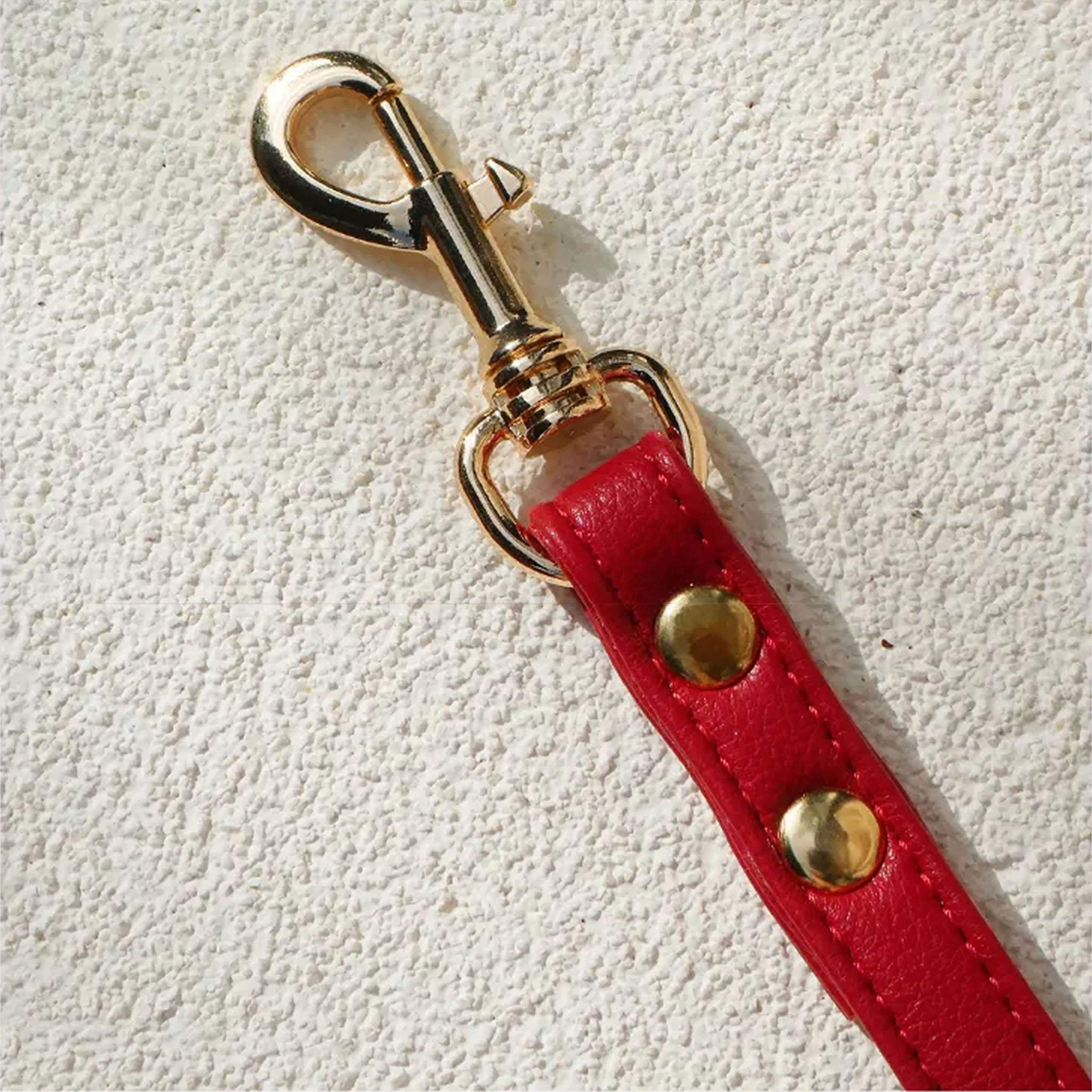 【Red Bloom】Dog Collar & Leash & Pet ID Tag-Set
