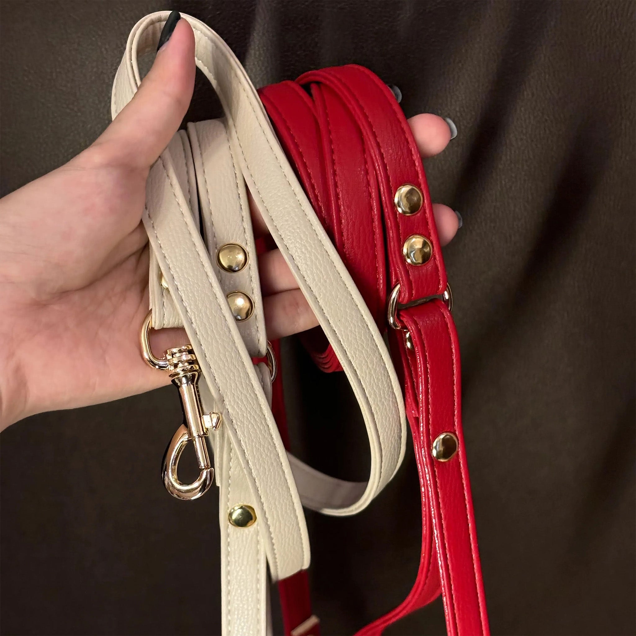 【Red Bloom】Dog Collar & Leash & Pet ID Tag-Set