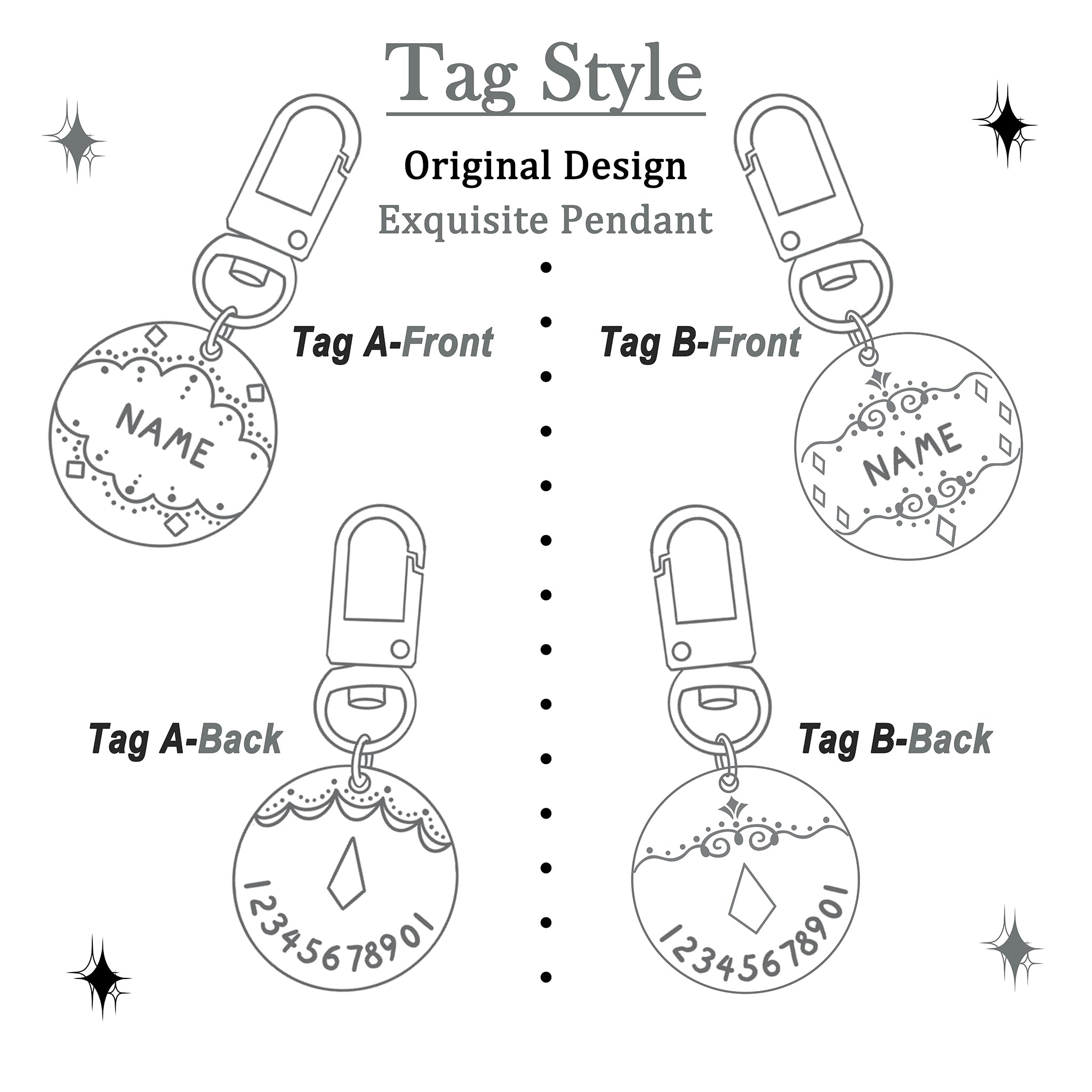 【Black Galaxy】Dog Collar & Leash & Pet ID Tag-Set